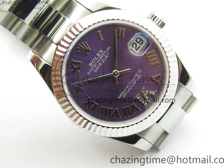 MiroTime 0429 Datejust 31mm 278271 SS BP Maker Best Edition Purple Roman Dial on Oyster Bracelet Modern 2752